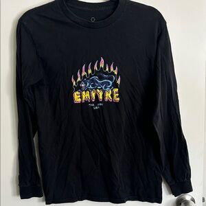Empyre Black Long Sleeve Tee with Neon Flame Graphic